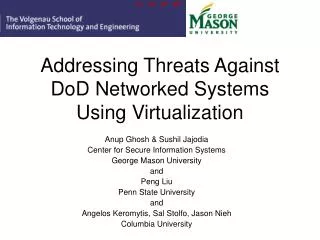 Addressing Threats Against DoD Networked Systems Using Virtualization