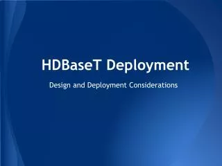 HDBaseT Deployment