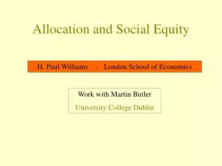 Allocation and Social Equity