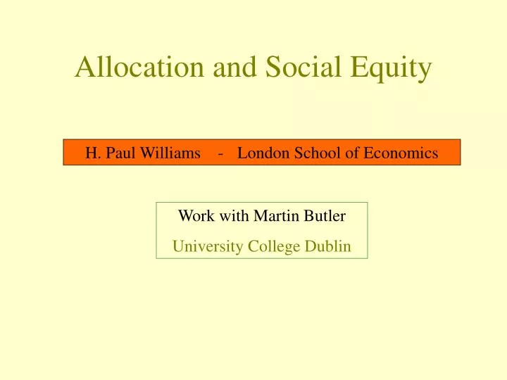allocation and social equity