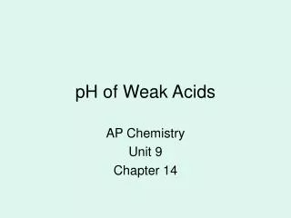 pH of Weak Acids