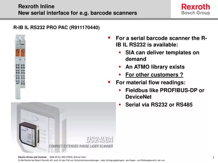 rexroth inline new serial interface for e g barcode scanners