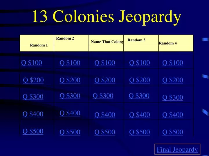 13 colonies jeopardy