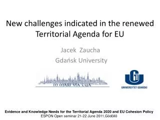 New challenges indicated in the renewed Territorial Agenda for EU