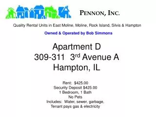Apartment D 309-311 3 rd Avenue A Hampton, IL