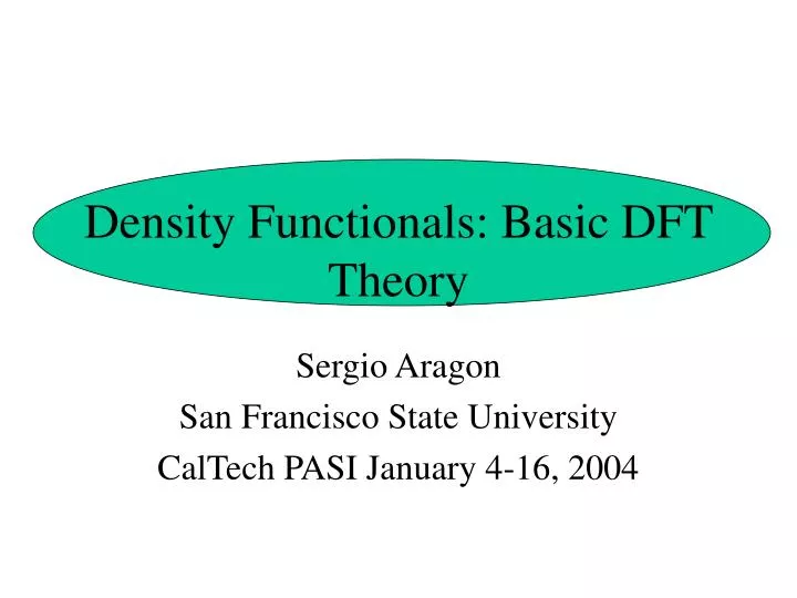 density functionals basic dft theory