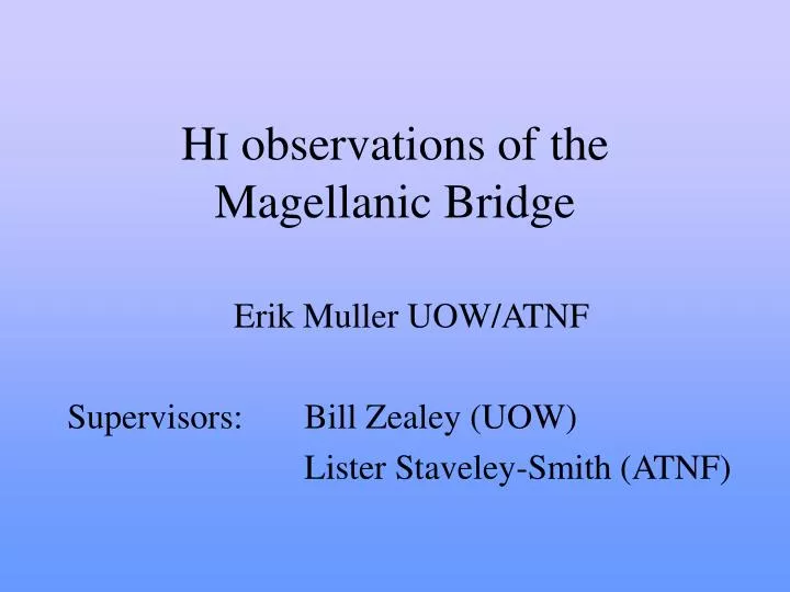 h i observations of the magellanic bridge