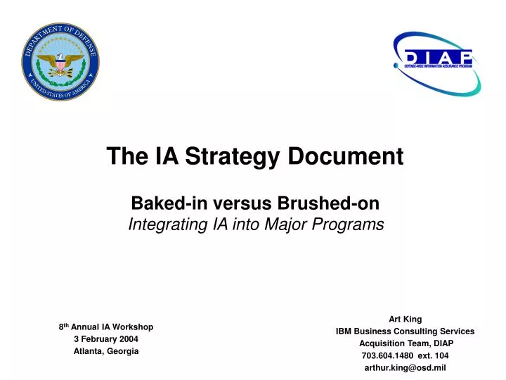 the ia strategy document baked in versus brushed on integrating ia into major programs