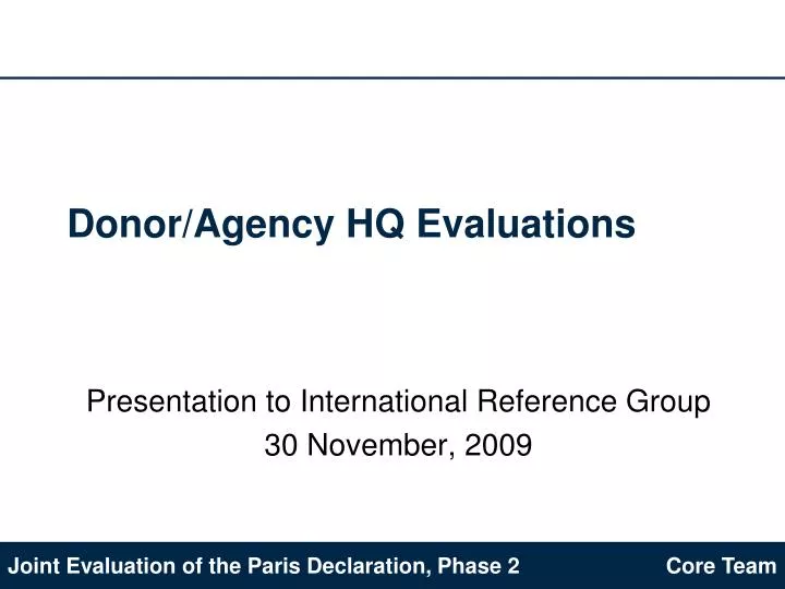 donor agency hq evaluations
