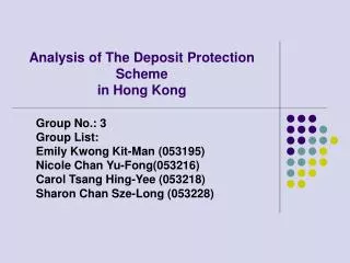 Analysis of The Deposit Protection Scheme in Hong Kong