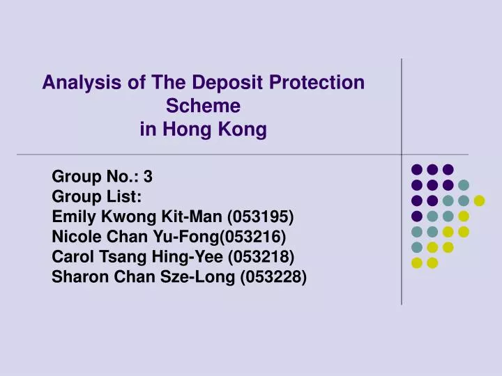 analysis of the deposit protection scheme in hong kong