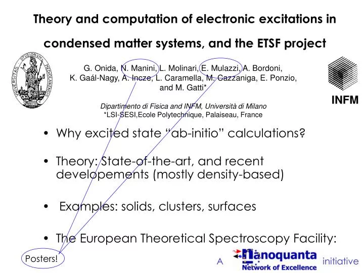 theory and computation of electronic excitations in condensed matter systems and the etsf project