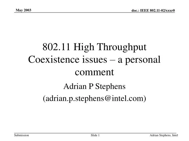 802 11 high throughput coexistence issues a personal comment