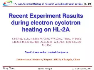 Recent Experiment Results during electron cyclotron heating on HL-2A