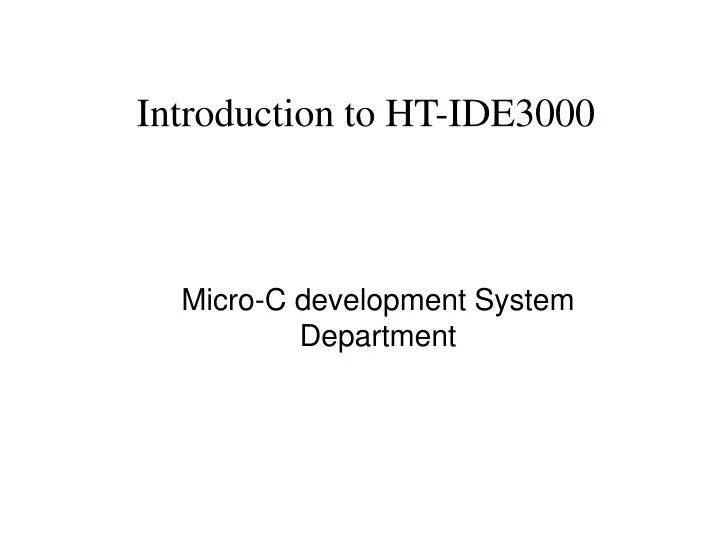 introduction to ht ide3000