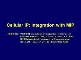 Cellular IP: Integration with MIP