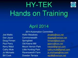 HY - TEK Hands on Training April 2014