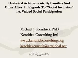Michael J. Kendrick PhD Kendrick Consulting Intl kendrickconsulting