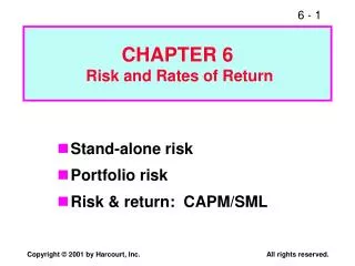 CHAPTER 6 Risk and Rates of Return