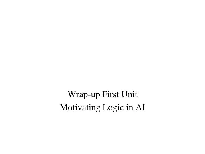 wrap up first unit motivating logic in ai