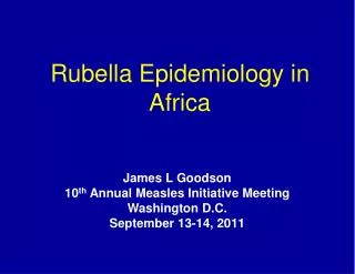 Rubella Epidemiology in Africa