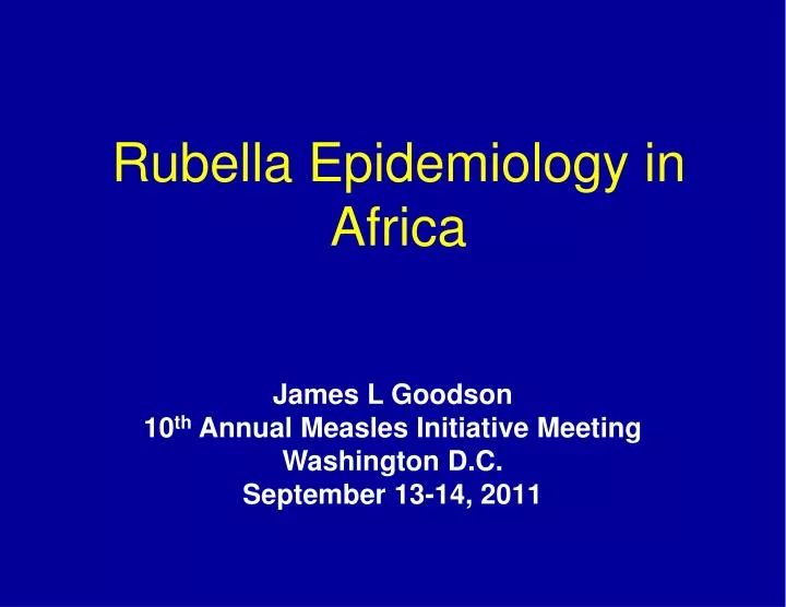 rubella epidemiology in africa