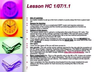 Lesson HC 1/07/1.1