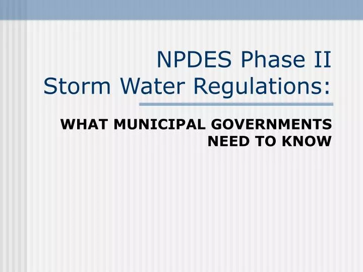 npdes phase ii storm water regulations