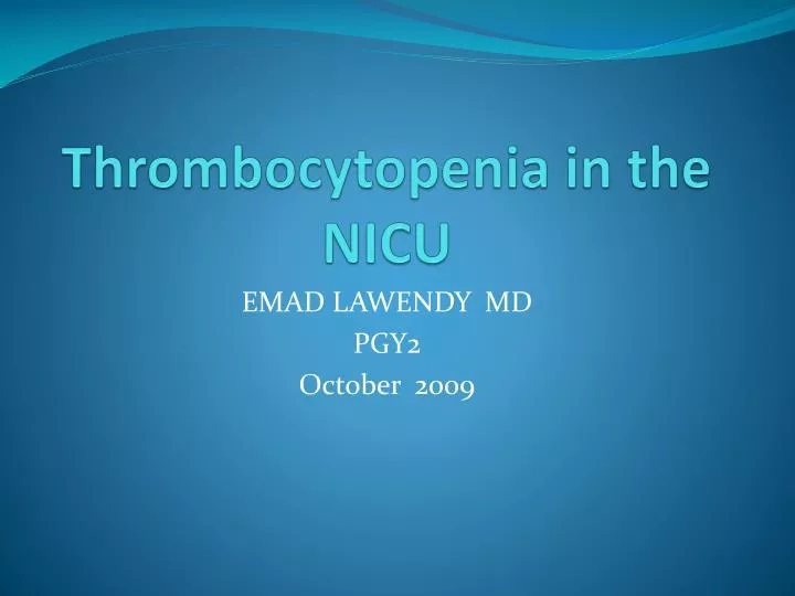 thrombocytopenia in the nicu