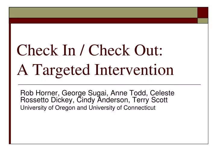 check in check out a targeted intervention