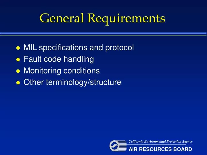 general requirements