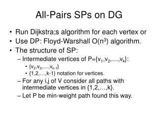 All-Pairs SPs on DG
