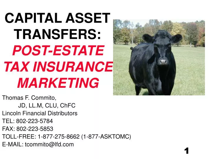 capital asset transfers post estate tax insurance marketing