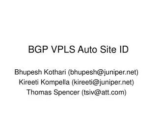 BGP VPLS Auto Site ID