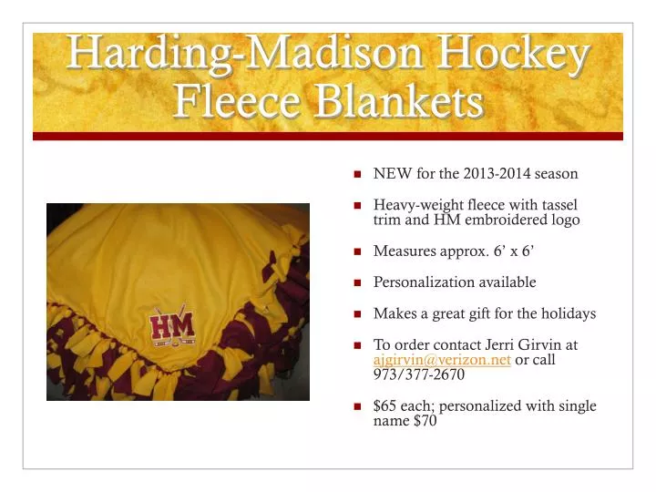 harding madison hockey fleece blankets
