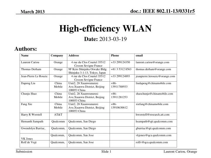 high efficiency wlan