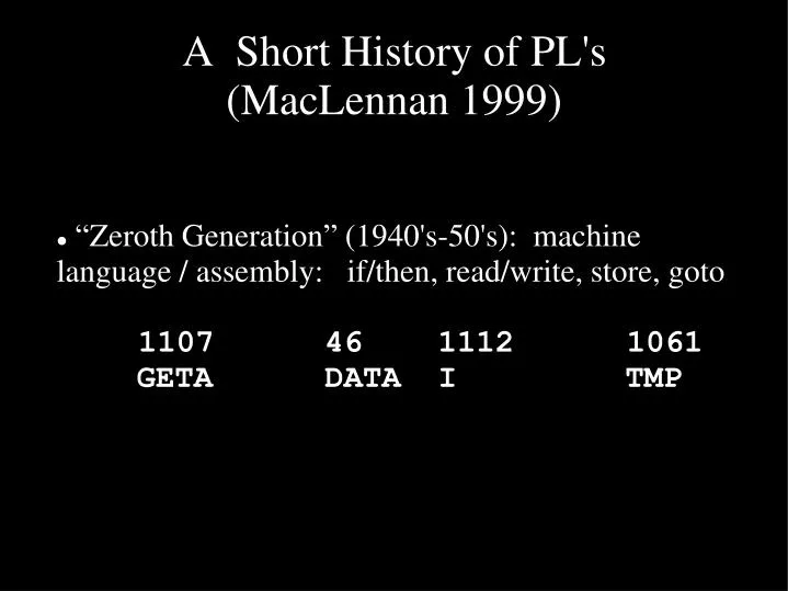 a short history of pl s maclennan 1999