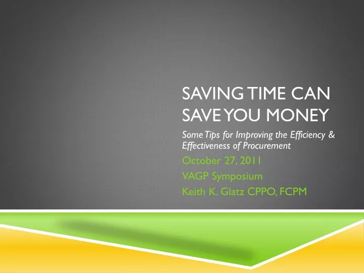 saving time can save you money