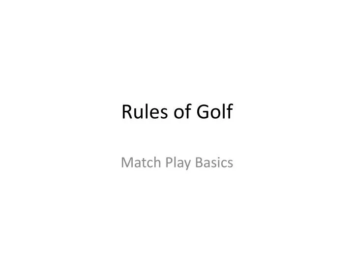 rules of golf