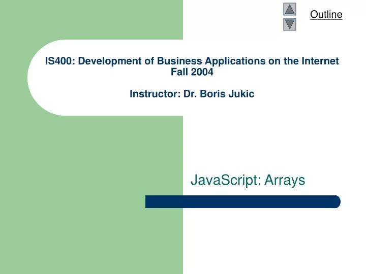 is400 development of business applications on the internet fall 2004 instructor dr boris jukic