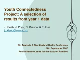 6th Australia &amp; New Zealand Health Conference 24th September 2007