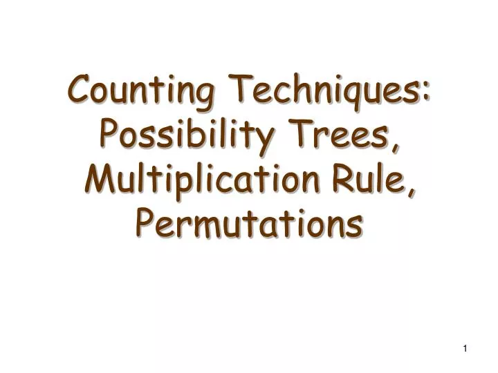 counting techniques possibility trees multiplication rule permutations