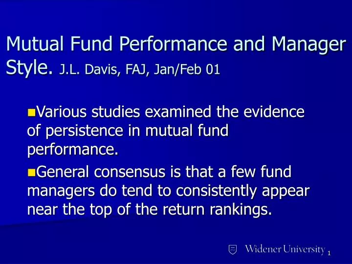 mutual fund performance and manager style j l davis faj jan feb 01