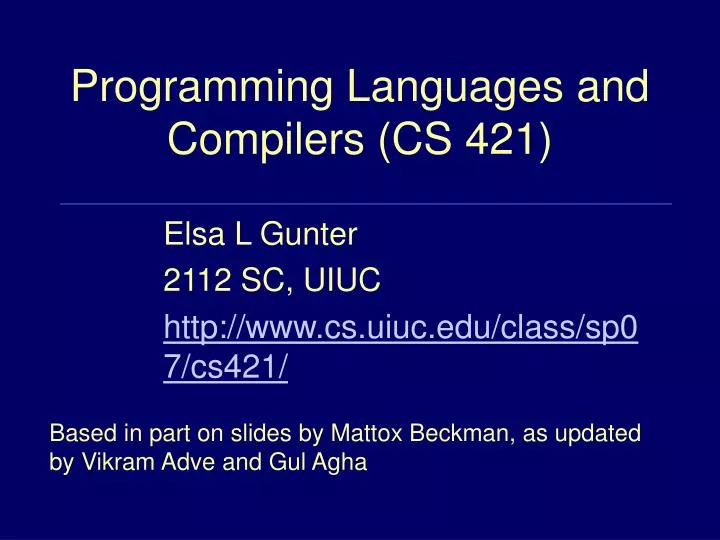 programming languages and compilers cs 421