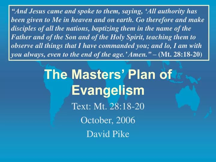 the masters plan of evangelism