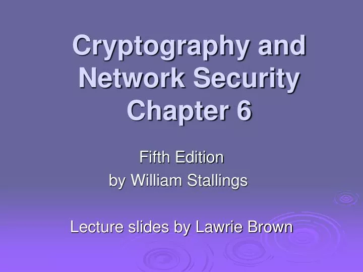 cryptography and network security chapter 6