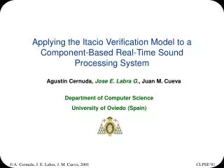 Applying the Itacio Verification Model to a Component-Based Real-Time Sound Processing System
