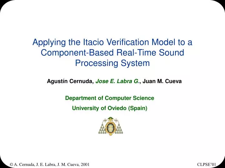 applying the itacio verification model to a component based real time sound processing system