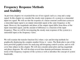 Frequency Response Methods and Stability