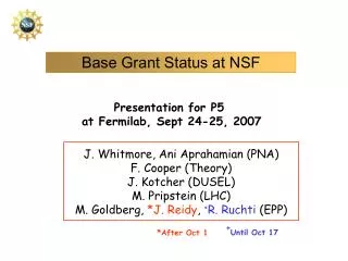 Base Grant Status at NSF